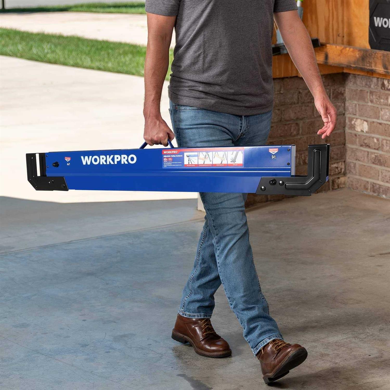 WORKPRO Folding Sawhorse 2-Pack Adjustable Heavy Duty Saw horse with 2x4 Support Arms - Shop Hardware Tools Online Store