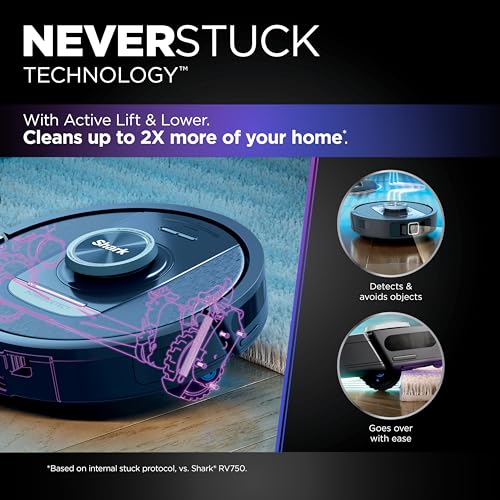 Shark RV2820AE Detect Pro Self-Empty Robot Vacuum with Bagless, 60-day Capacity HEPA Base, 3 Detect & React Technologies, Auto Deep-Clean on Carpets and Hardfloors, NeverStuck Tech, Wi-Fi Black/Bronze