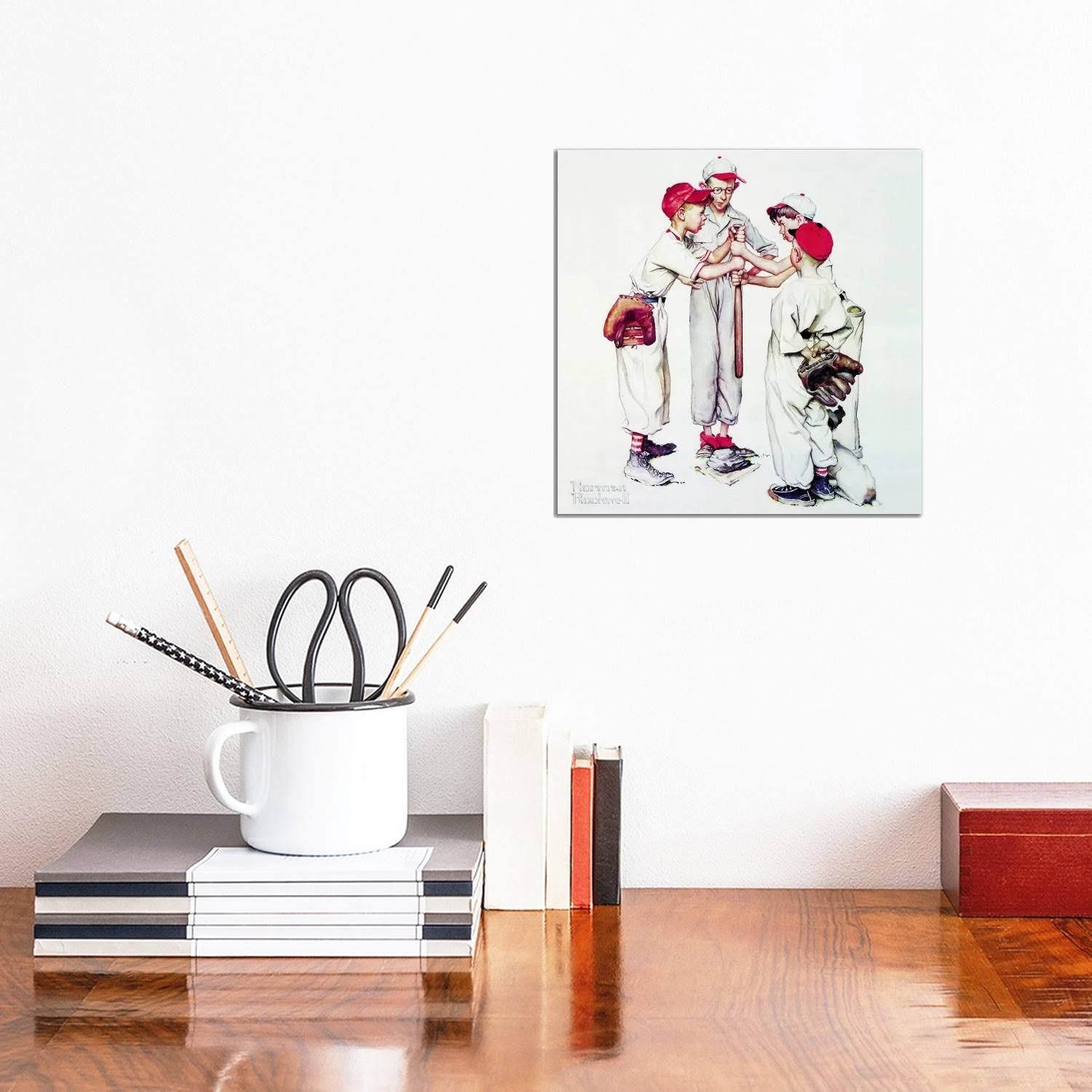 iCanvas Norman Rockwell &Choosing Up (Four Sporting Boys Baseball)& Canvas Art