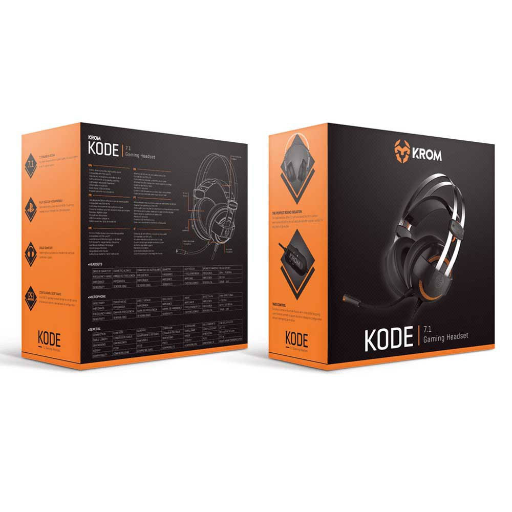 Krom Kode NXKROMKDE Gaming Headset, 7.1, Black