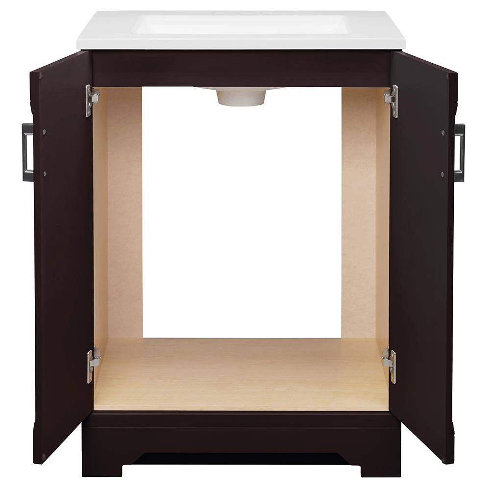 Glacier Bay Willowridge 24-1/2 in. W Bath Vanity in Carob with Cultured Marble Vanity Top in White with White Sink