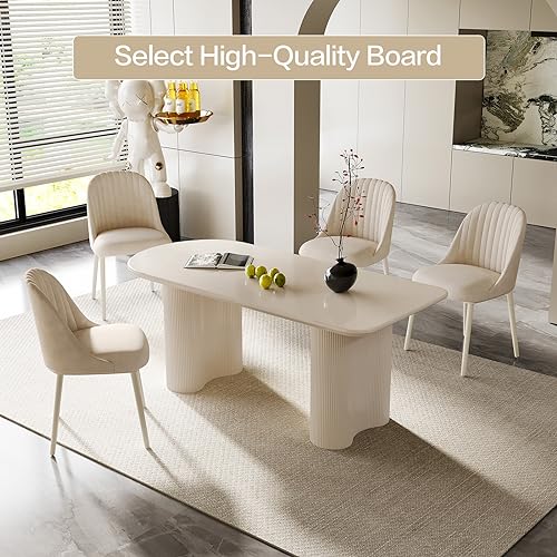 7-Piece Dining Table Set with 6 Chairs for Kitchen, Bar, Dining Room Table Set for 4-6 People, Indoor Kitchen Table Set, 55.11" Long Modern Dining Table