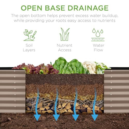 Best Choice Products 8x4x2ft Outdoor Metal Raised Garden Bed, Deep Root Planter Box for Vegetables, Flowers, Herbs, and Succulents w/ 478 Gallon Capacity - Gray