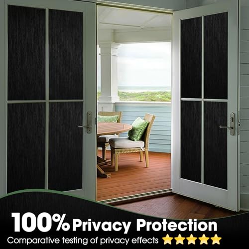 Coavas Blackout Window Privacy Film 100% Lighting Blocking Opaque Room Darkening Film Anti UV Static Cling Removable Frosted Black Out Window Tint Cover for Day Sleep Bathroom (45.2 x 314.9 Inches)