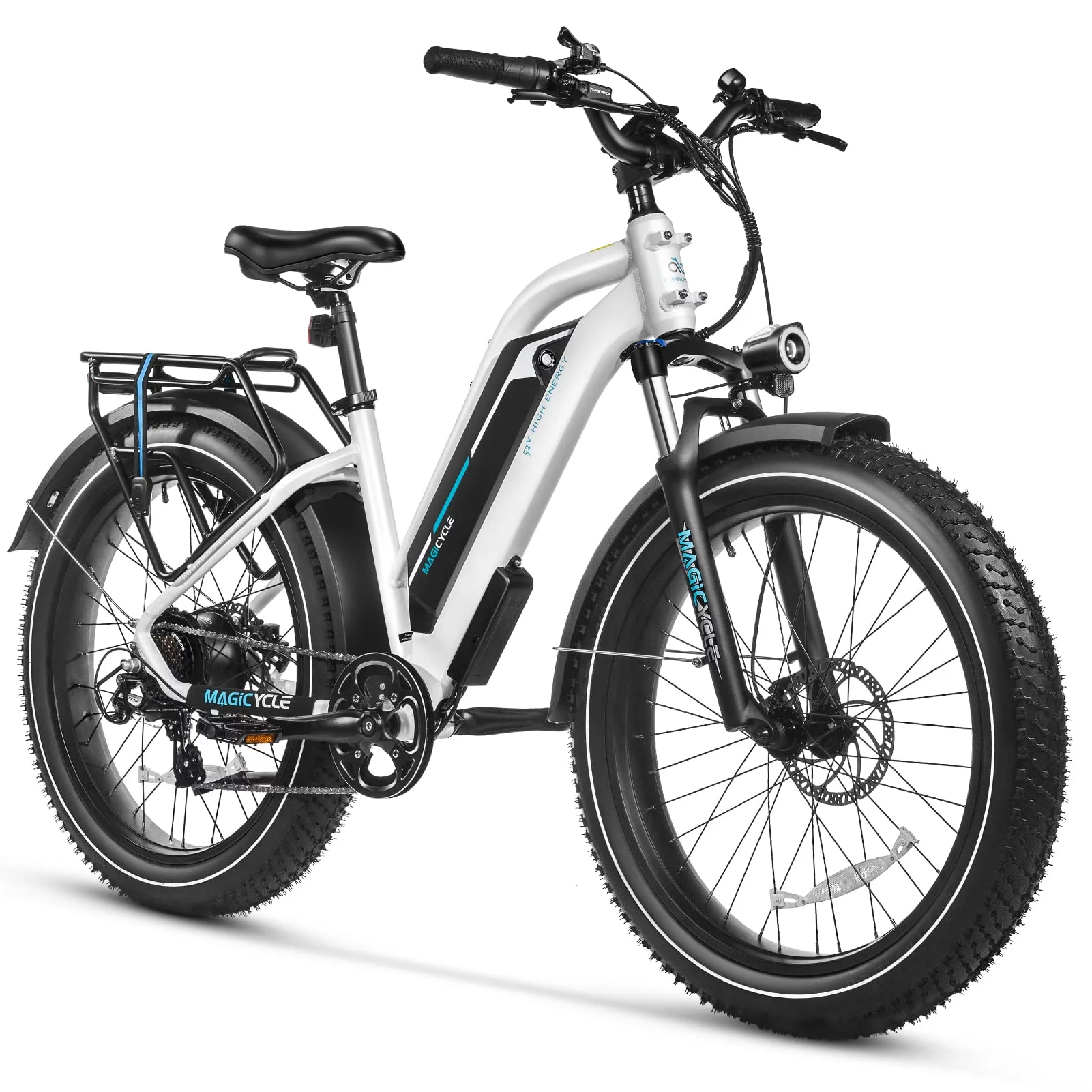 MAGICYCLE Cruiser 750W Electric Bike for Adults 52V 15AH E Bike 26" Fat Tire Electric Bike 7 Speeds Electric Mountain Bike - Curated Treasures Market