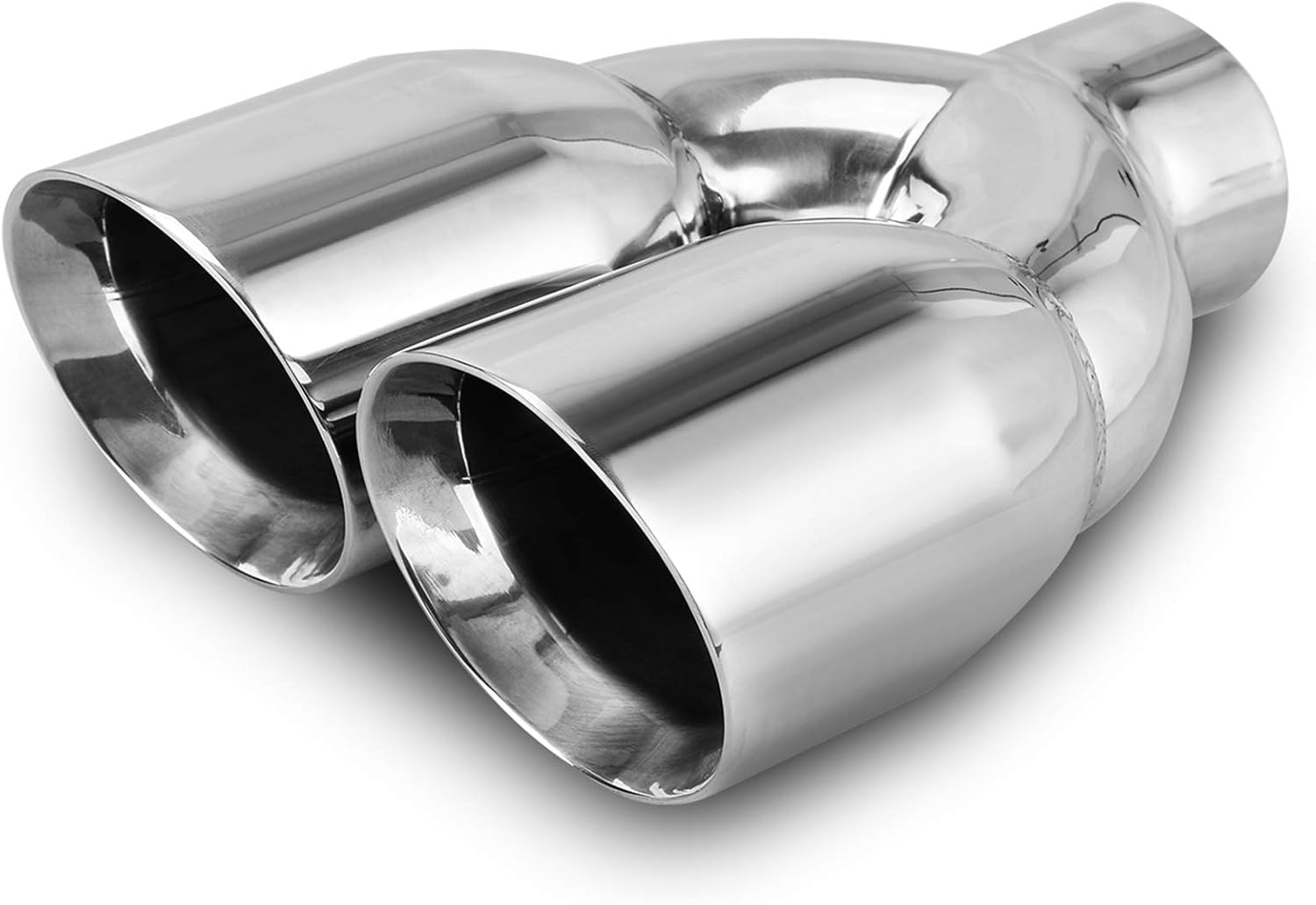 AUTOSAVER88 Universal Dual Exhaust Tip 2.5 Inch Inlet, 2.5" Inlet 3.5" Outlet 9.5" Length Chrome Polished Stainless Steel Exhaust Tailpipe Tip, 2 1/2 Inch Double Layer Staggered Exhaust Tip, Weld-On Pack of 2