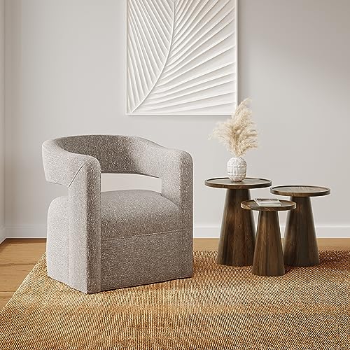 Jofran Knox Mid-Century Modern Solid Hardwood Pedestal Round Accent End Nesting Tables - Set of 3, Chestnut