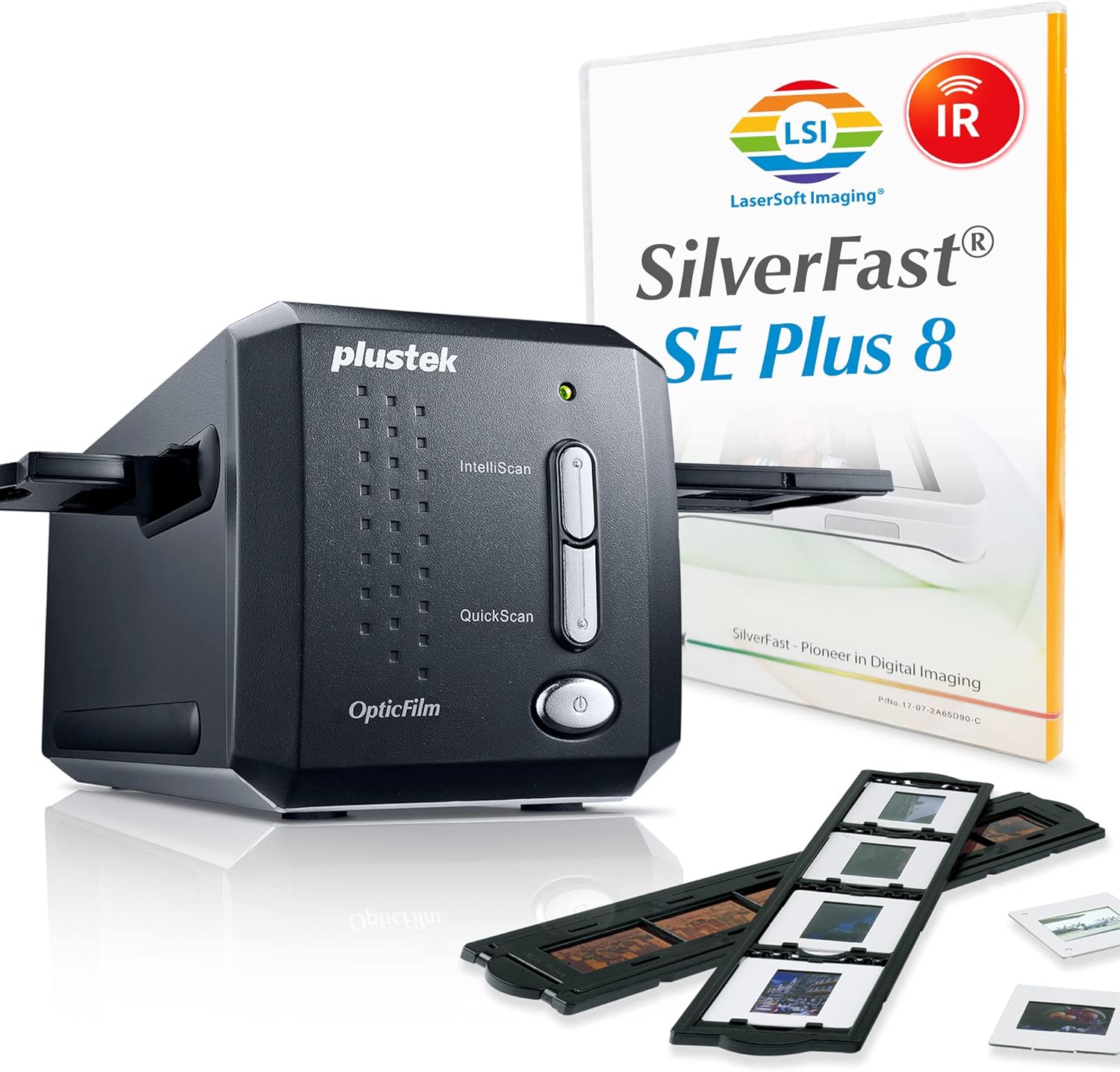 Plustek OpticFilm 8200i SE , 35mm Film & Slide Scanner. 7200 dpi / 48-bit Output. Integrated Infrared Dust/Scratch Removal. Bundle Silverfast SE Plus 8.8 , Support Mac and PC.