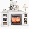 Relefree 70" Electric Fireplace with Mantel, Farmhouse TV Stand For TVs up to 80" with Remote Control, White - Curated Treasures Market
