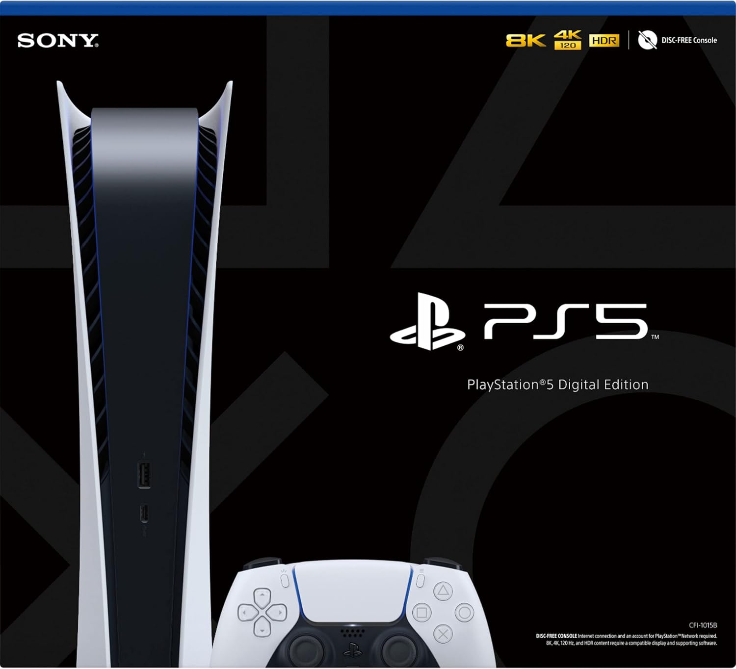 Sony PlayStation 5 Digital Edition 825GB Gaming Console + 1 Wireless Controller for PS5, 8-Core x86-64-AMD Ryzen Zen 2 CPU, 16GB GDDR6, 8K Output, Up to 120FPS, Michooyel HDMI_Cable
