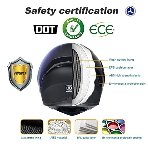 Motorcycle Modular Bluetooth Helmet Full Face Flip Up Front Helmet , DOT Approved Bluetooth Integrated Helmet with Dual Visor Auto Answer, for Adults Men Women M~XXL 57~64cm