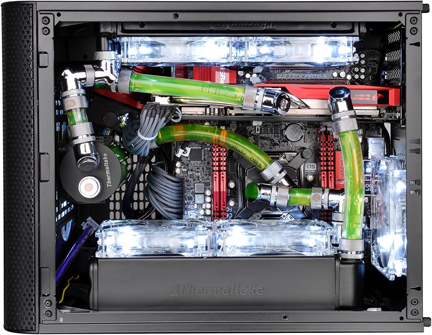 Thermaltake Core V21 SPCC Micro ATX, Mini ITX Cube Gaming Computer Case Chassis, Small Form Factor Builds, 200mm Front Fan Pre-installed, CA-1D5-00S1WN-00 Black