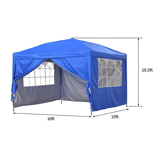 10x10 FT Pop up Canopy Tent Enclosed Instant Canopy Shelter Portable with Removable Sidewalls and Mesh Windows Waterproof (White（Four sidewalls）)