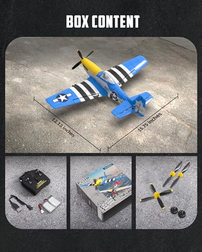 VOLANTEXRC RC Plane, 4 Channel Remote Control Airplane Fighter RTF with 6-Axis Gyro, 3 Modes & Aerobatics Easy to Fly, 2.4GHz Radio Controlled Aircraft for Beginners, Boys & Adults, P51D Mustang, Red