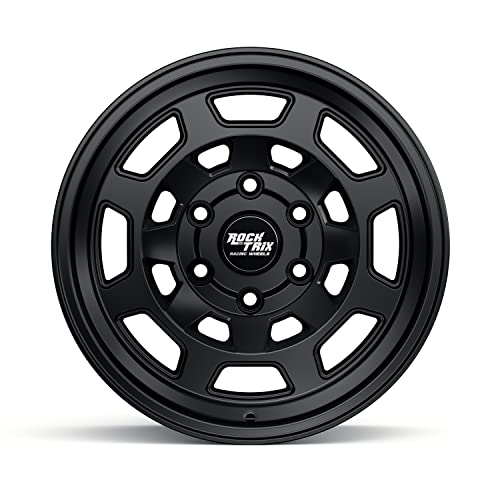 RockTrix RT117 17 inch Wheel Compatible with 2009-2024 Ford F150, 17x9 6x135 Wheels (-12mm Offset, 4.5in Backspace) 87.1mm Bore, Black Wheels, Also fits 2022+ Bronco Raptor Rims
