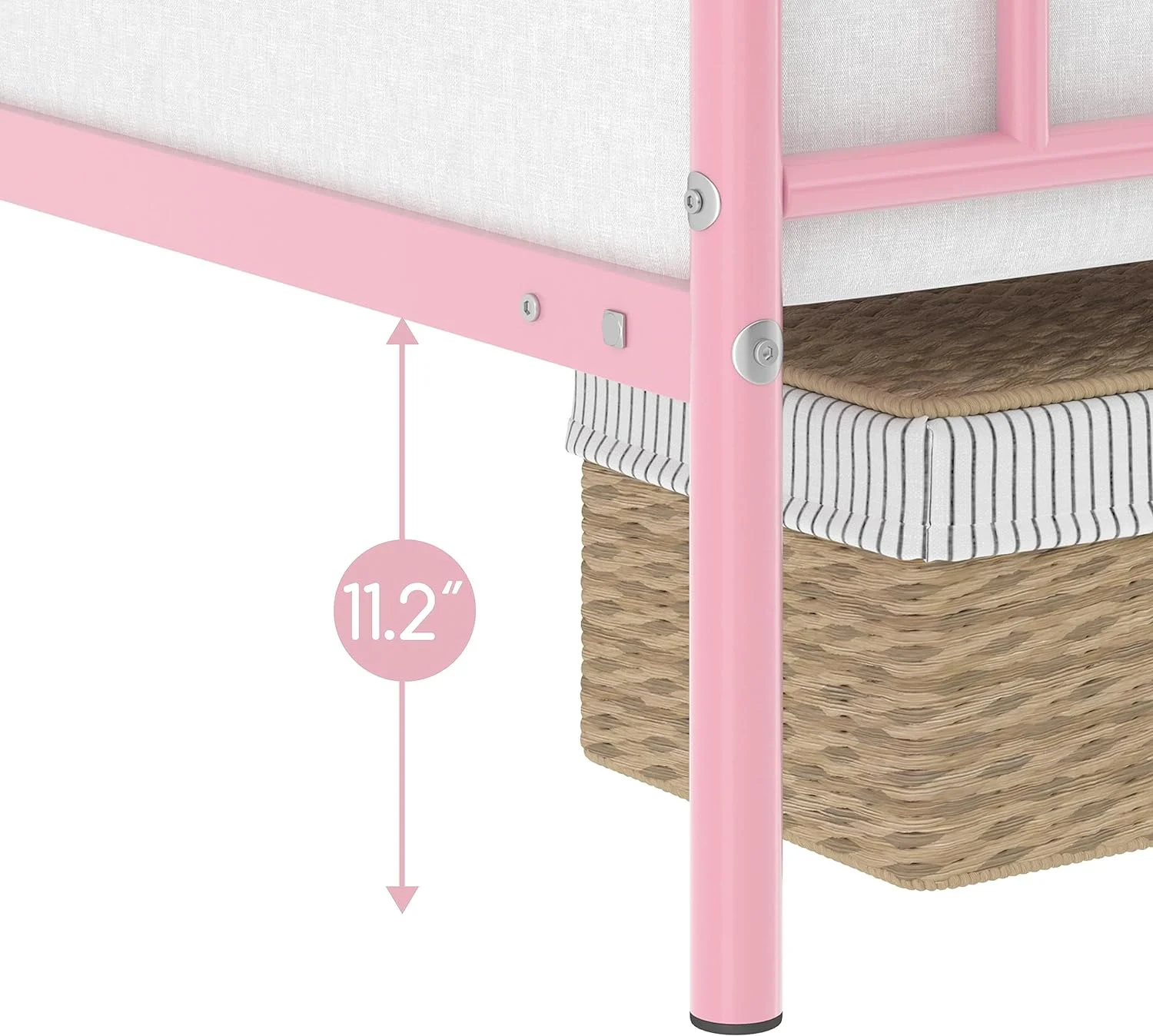 Twin Canopy Bed Frames Metal Platform Bed Frame Four-Poster Canopied Bed Mattress Foundation with Headboard and Footboard Sturdy Slatted Structure Easy Assembly No Box Spring Needed Pink