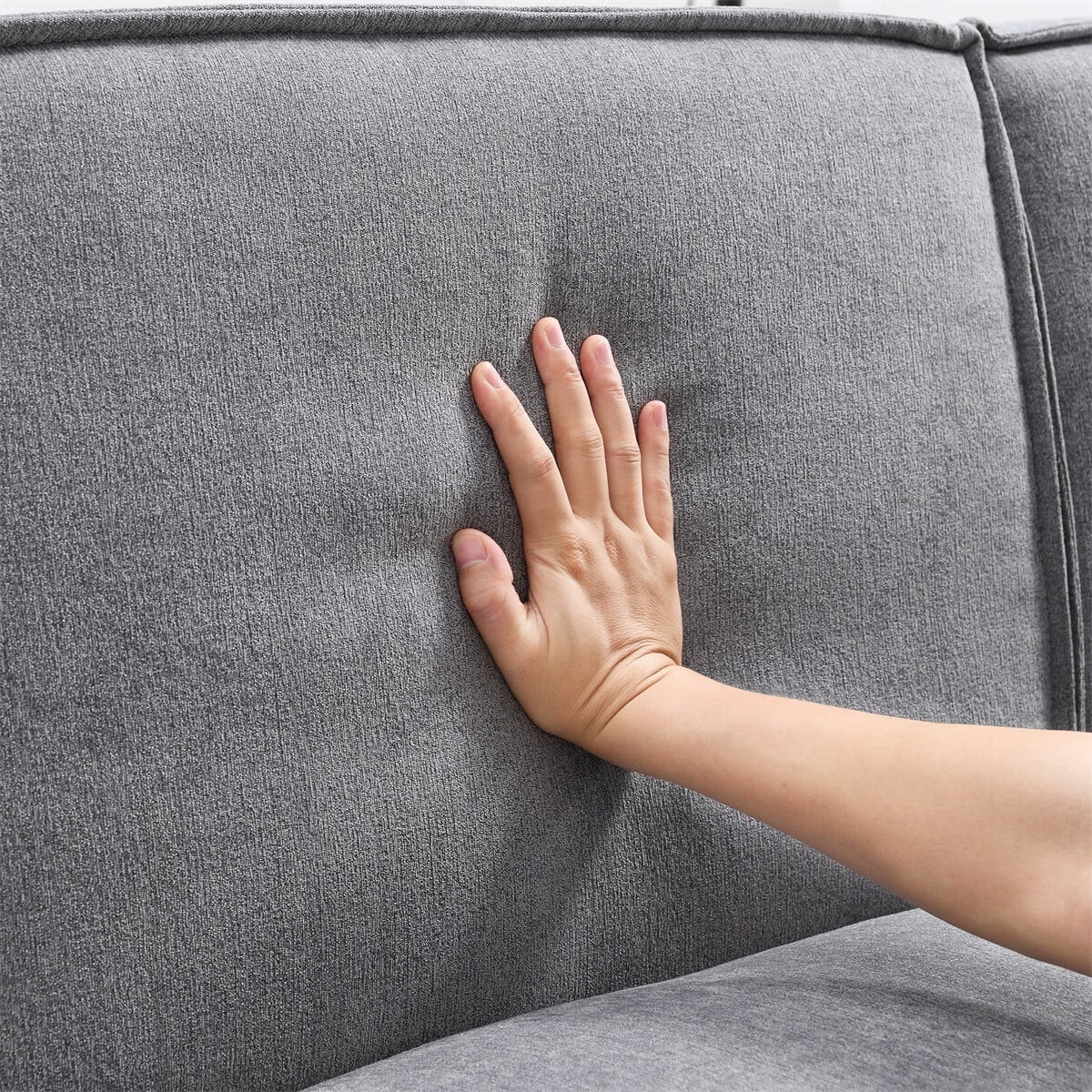 SENTERN 97*74" Modern Minimalist Style Sectional Sofa,L-shaped Couch Set with 2 Free pillows,5-seat Chenille Fabric Couch with Chaise Lounge for Living Room
