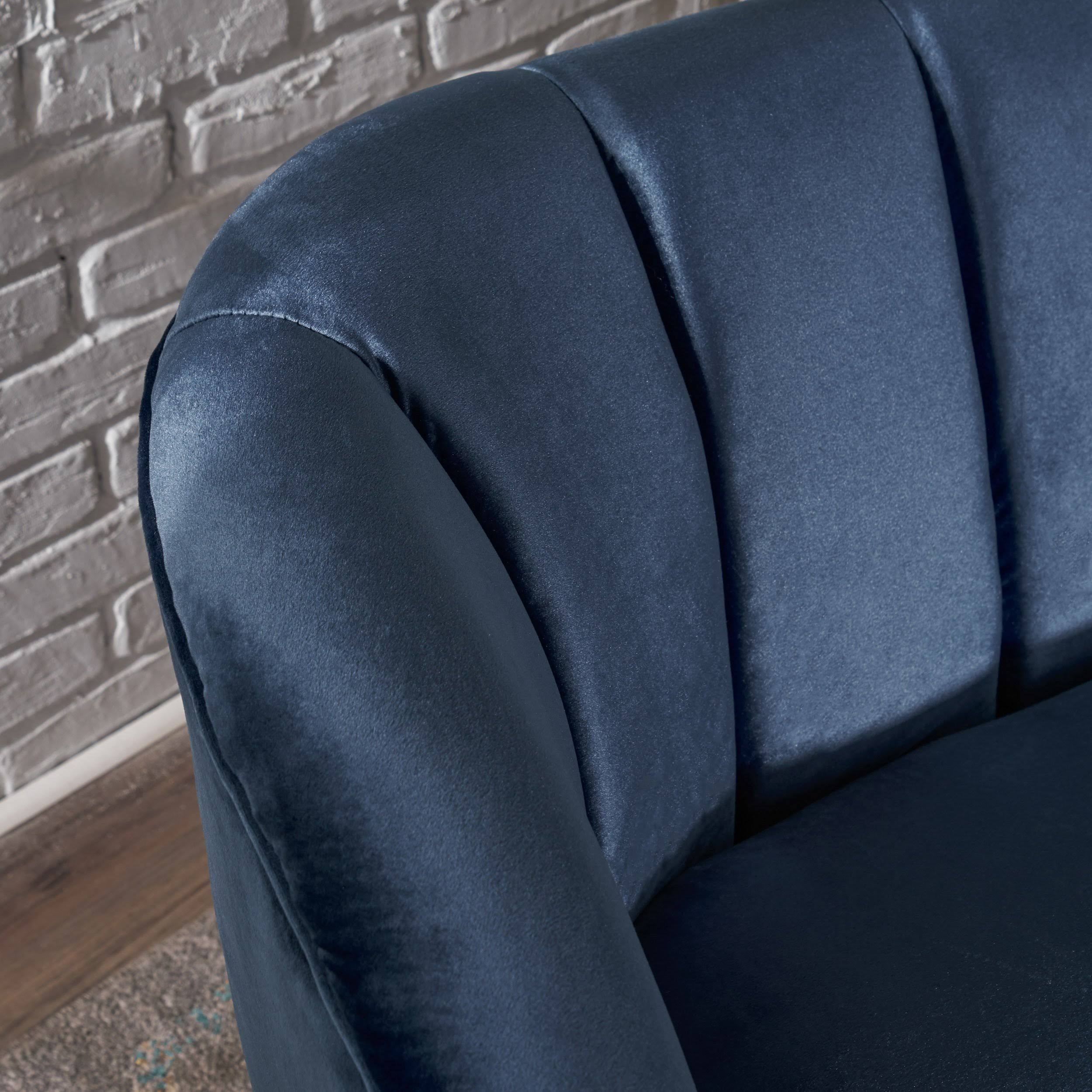 Scarlett Modern New Velvet Settee - Seafoam Blue