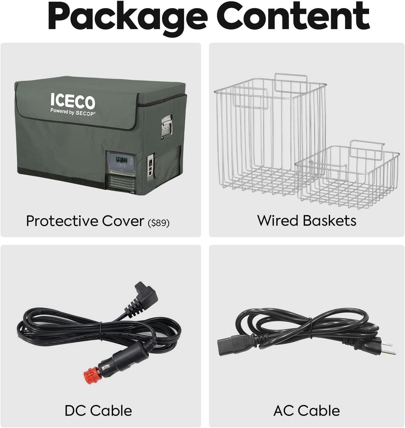 ICECO VL60 Dual Zone Portable Refrigerator with SECOP Compressor, 60 Liters Platinum Compact Refrigerator, DC 12/24V, AC 110-240V, 0℉ to 50℉, Home & Car Use (with Insulated Cover)