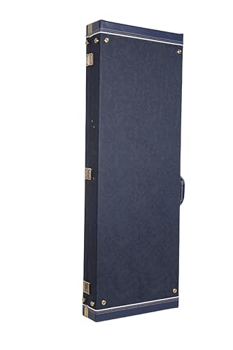 Crossrock Relief Series 335 Guitar Case for ES-335 & Semi-Hollow Electric Guitars | Carved Smoke Blue Finish, Monochrome Blue Velvet Interior, Lock – Premium Wooden Hardshell