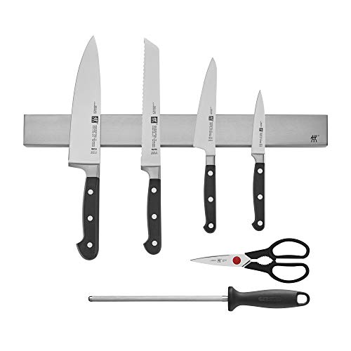 ZWILLING Professional S 7-Piece Razor-Sharp German Block Knife Set With 17.5-inch Stainless Magnetic Knife Bar, Made in German Factory with Special Formula Steel perfected for almost 300 Years