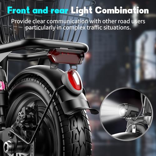 Electric Scooter for Adults, 500W Motor, 20-25 MPH and 20-30 Miles Long Range, 14" Foldable Commuting Electric Scooter with Seat and Basket/Box, Ample Storage for Pet & Cargo