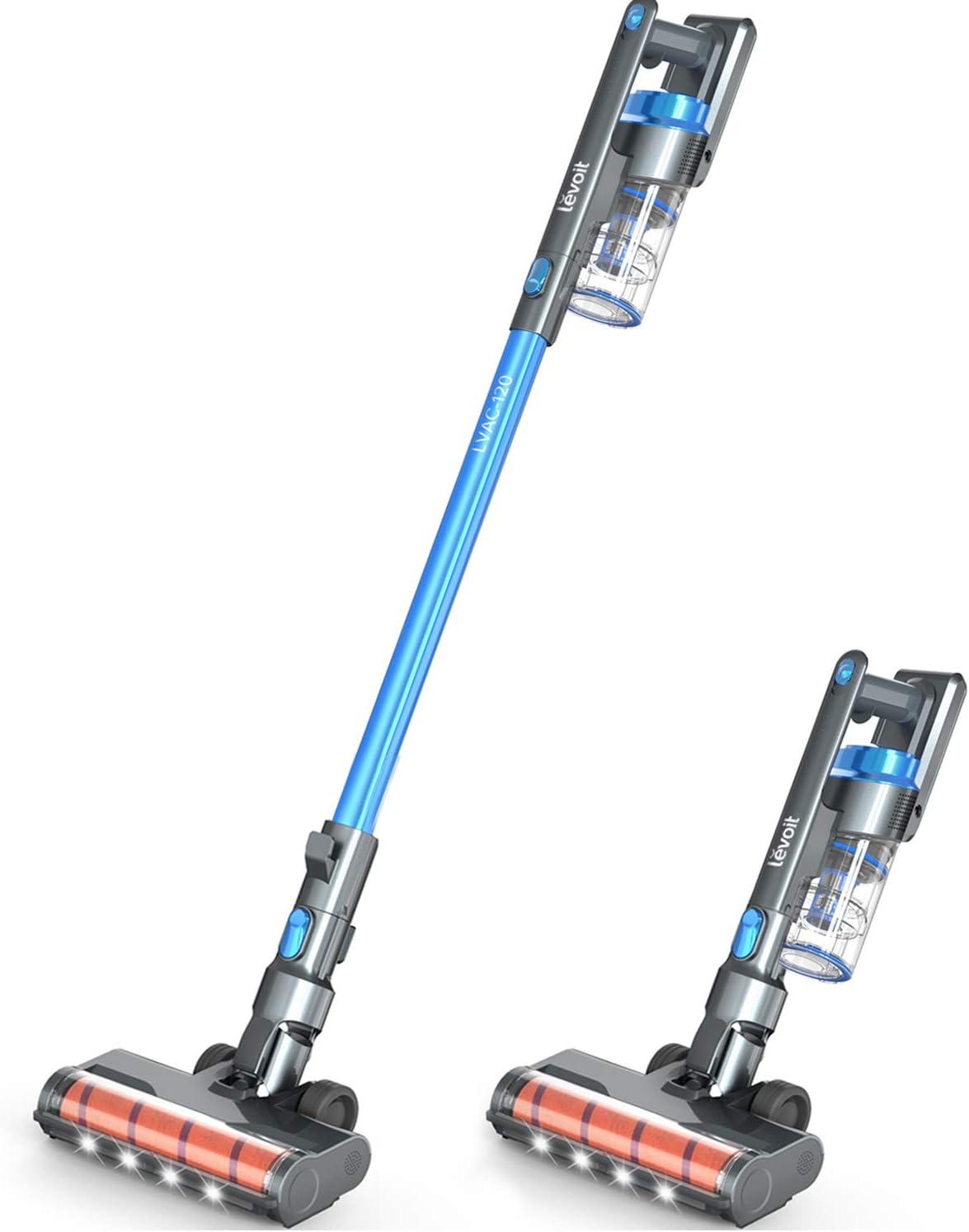 LEVOIT Cordless Vacuum, Ultra Lightweight 4 in 1 Stick Cleaner with Full-Size LED Light, 40min-Running for Home Hard Floor Pet Car, Blue & Gary