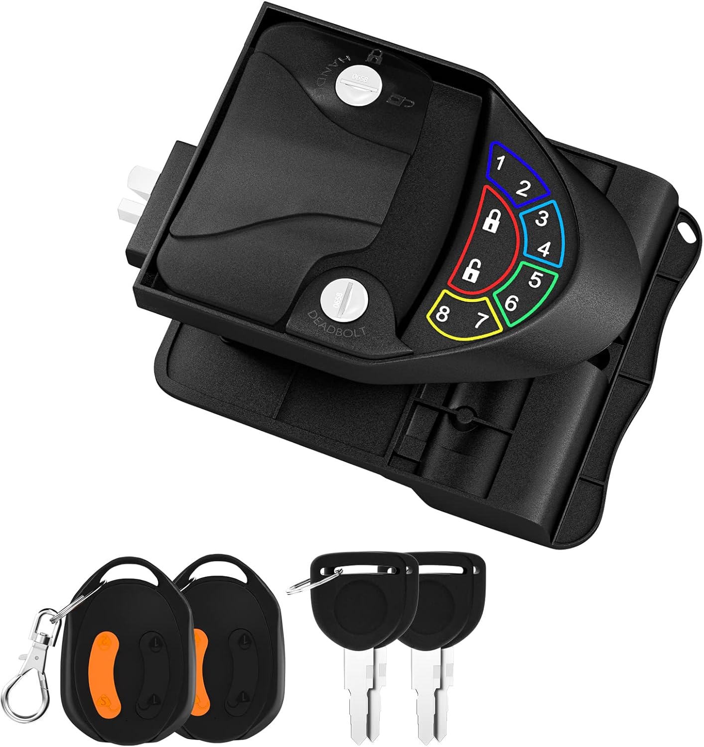 DaierTek RV Door Lock Keyless Entry, Metal RV Lock Keyless Entry with Deadbolt, Backlit Keypad, Wireless Fobs, Keys and Gasket, Zinc Alloy fit 2.75" x 3.75" for Travel Trailer Camper