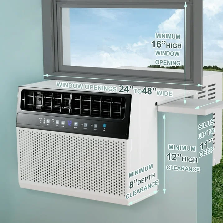 KISSAIR Window Air Conditioners 8,100 BTU (12,000 BTU ASHARE), U-Shaped Air Conditioner Window Unit Cools up to 550 Sq. Ft, 3-In-1 Window AC Units, Full Window View-White