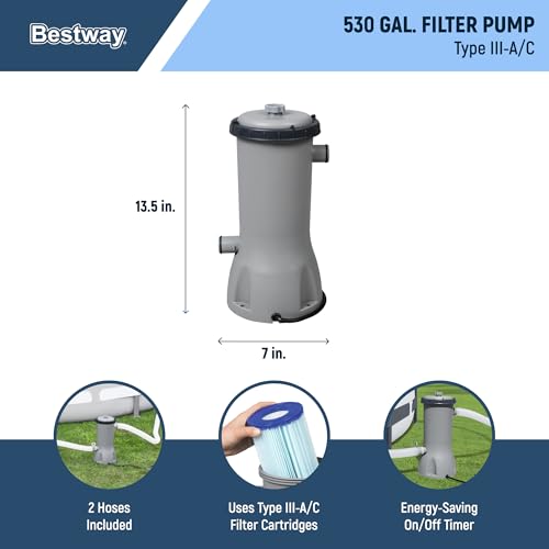 Bestway Power Steel Swim Vista Series II 14' x 8' 2" x 39.5" Above Ground Outdoor Swimming Pool Set with 530 GPH Filter Pump, Ladder, and Pool Cover