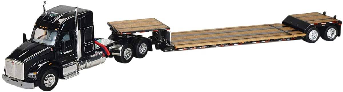 Kenworth T880 Tractor Truck Vermeer Black with Lowboy Trailer 1:64 Diecast Model - SpecCast - VMR001