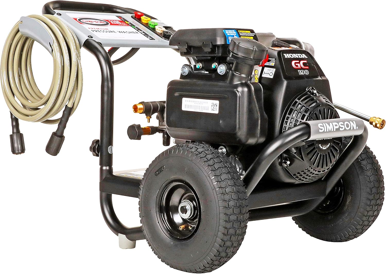 Simpson Cleaning MSH3125 MegaShot Gas Pressure Washer Powered by Honda GC190, 3200 PSI at 2.5 GPM, Black & 80165, Rated Up to 3700 PSI Universal 15" Steel Surface Scrubber, Plain