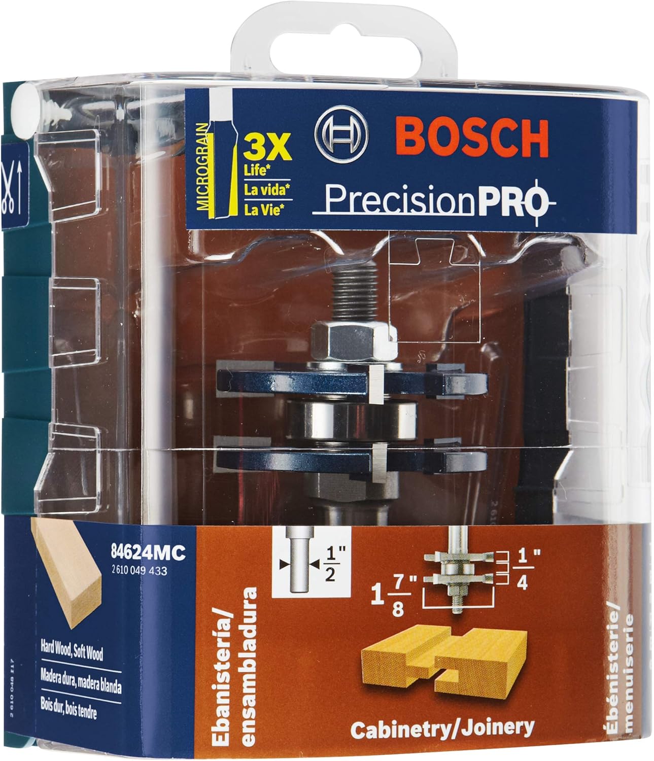 BOSCH 84624MC 1-7/8 In. x 1/4 In. Carbide-Tipped Tongue and Groove Router Bit Pack of 2