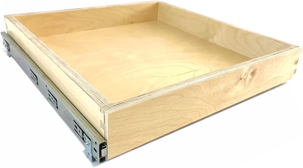 Sublime Design | Bottom Mount | Pull Out Tray | Baltic Birch Drawer for Kitchen Cabinets | Slide Out Shelves | Roll Out Cabinet Organizer (17 Wide)