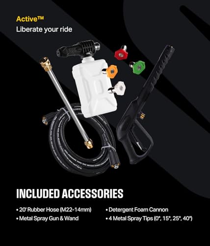 ACTIVE 2.0 Electric Pressure Washer - 2.0 GPM and 1800 PSI, Compact & Small Pressure Washer, Electric Power Washer for Car Detailing, Home, Patio and All Other Cleaning transformations.