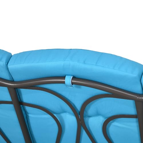 Outsunny 3-Seat Patio Swing Chair, Outdoor Porch Swing Glider with Adjustable Canopy, Removable Cushion, Pillows and Side Trays, for Garden, Poolside, Backyard, Brown