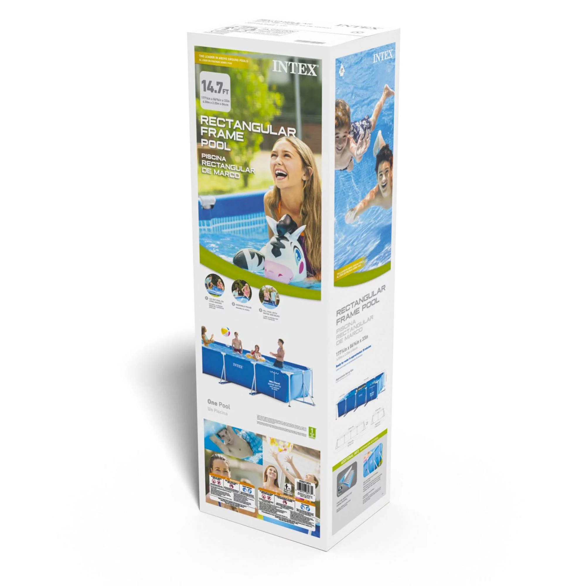 Intex 14.75' x 33" Rectangular Frame Above Ground Outdoor Swimming Pool