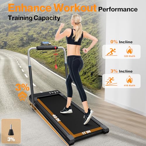 Walking Pad, Under Desk Treadmill with Incline, Portable Walking Pad Treadmill for Home and Office with APP & Remote Control and Smart Voice Control, 320+ lbs Capacity