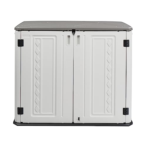 VINGLI Outdoor Storage Shed, Resin Storage Cabinet with Lockable Design, Weatherproof Tool Shed with HDPE Material, Resin Deck Box for Garden Tools, Pool Equipment, Garbage Cans, White (59 Cu.ft)