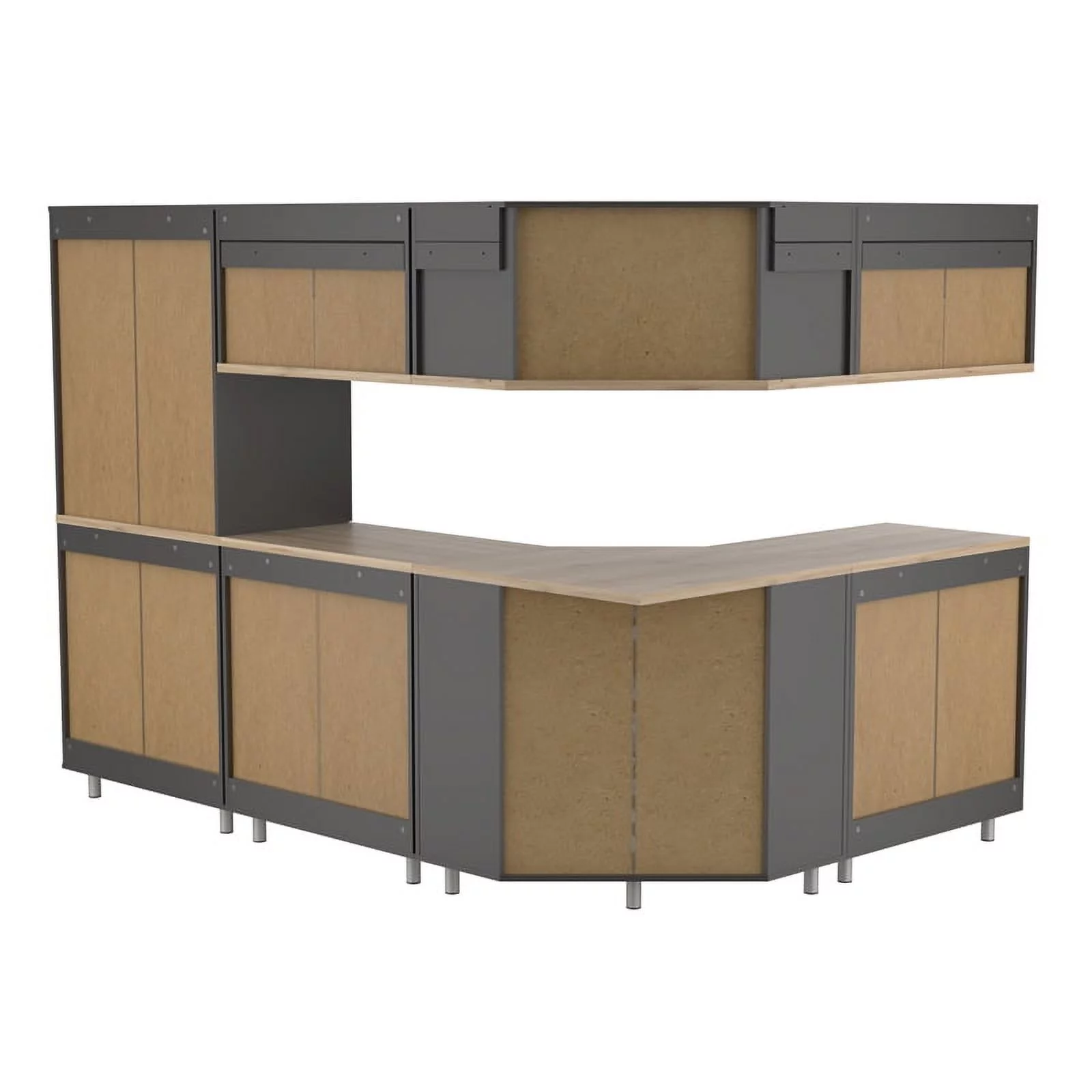 Pemberly Row 7-Piece Engineered Wood Garage Cabinet Set in Gray/Maple