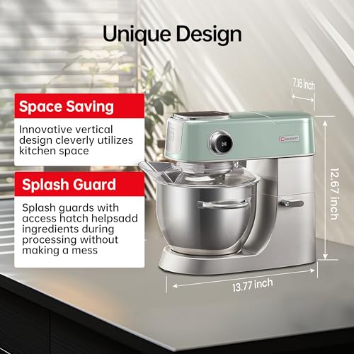 Hauswirt Stand Mixer, LED Smart Touchscreen Dough Mixer, 5.3Qt Mixers Kitchen Electric Stand Mixer, 11speeds 3-In-1 Kitchen Bread Mixer with Stainless Steel Egg Whisk, Dough Hook, Beater