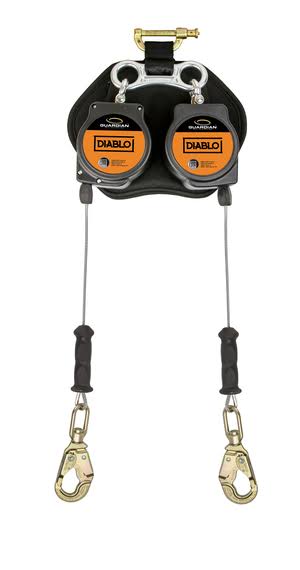 Guardian Fall Protection 11107 8 ft. Diablo 2.5 Cable SRL- Leading Edge Dual Leg Class B u0026 Aluminum Rebar Hook