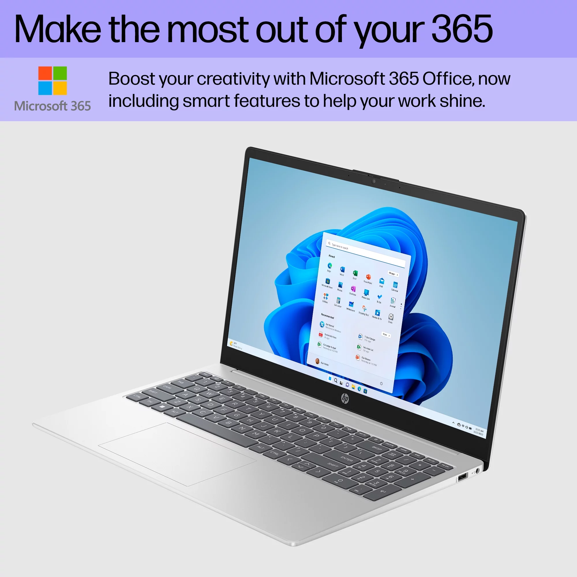 HP 15.6" Laptop, Intel Processor N200 (Pentium), 4GB RAM, 128GB UFS, Natural Silver, Windows 11 Home in S Mode, 15-fd0081wm