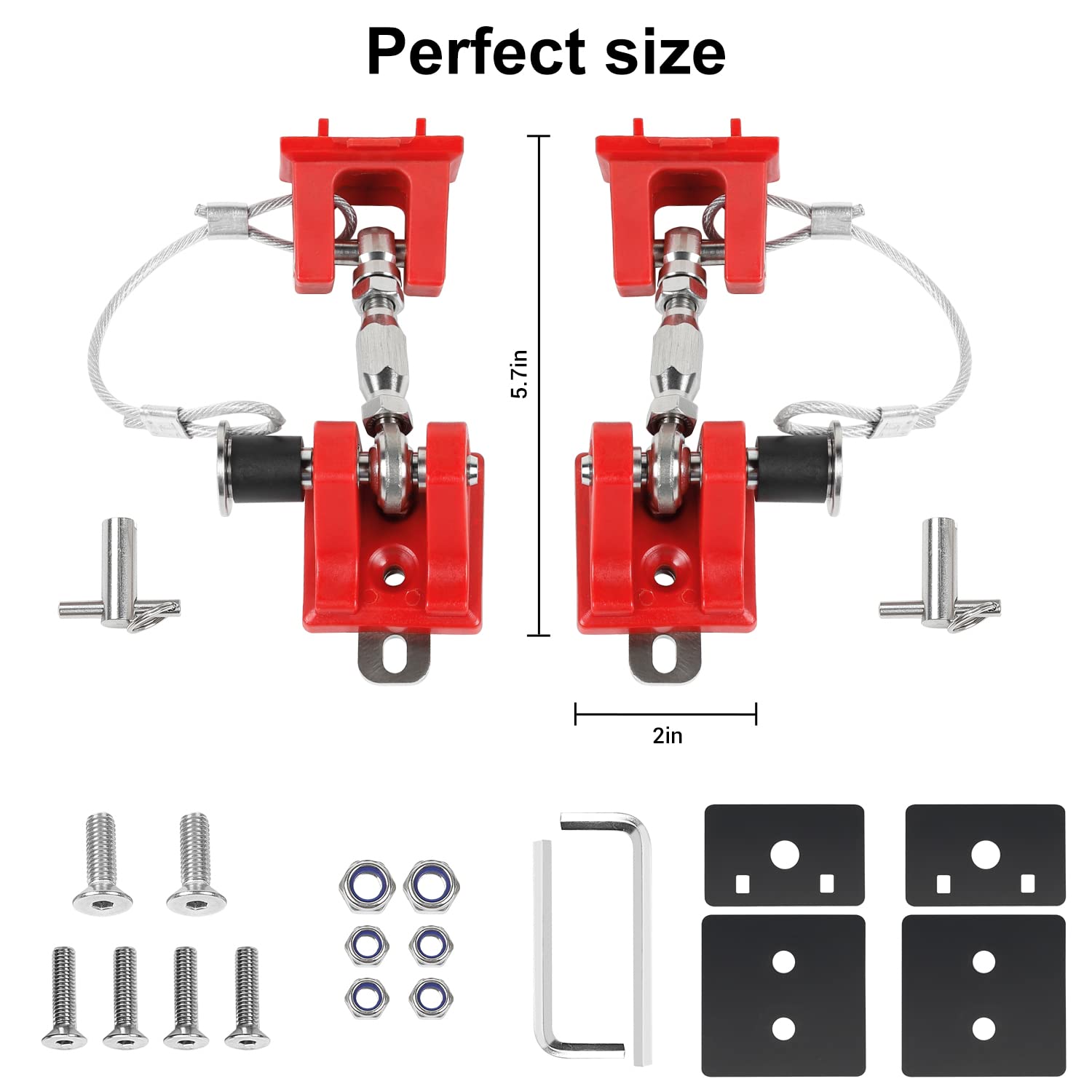 SQQP TJ Hood Latches for Jeep Wrangle,Locking Hood Catch Kit Aluminum Alloy Hood Locks for 1997-2006 for Jeep Wrangle TJ(Red) Pack of 2