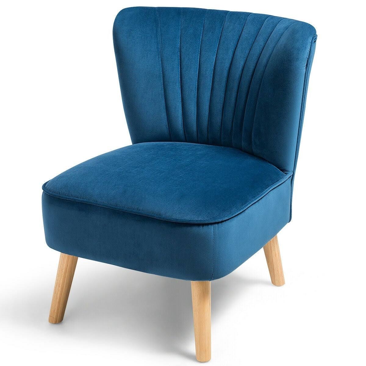 Armless Accent Chair Modern Velvet Leisure Chair - Green