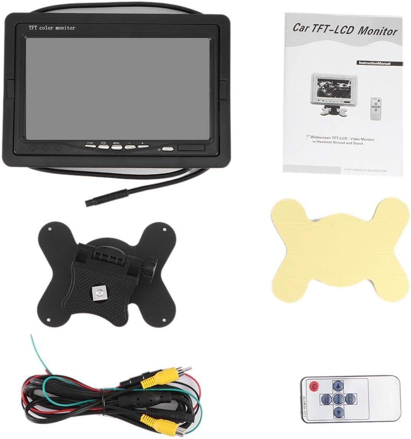 Car Monitor, 7in Car Monitor High Definition Reverse Rearview Display 12-24V Auto Accessory, Pixel 800 x 480