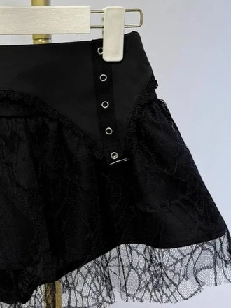 ’Sweet Entwine' Lace Patchwork Bow-Tie Blouse & Mini Skirt Set
