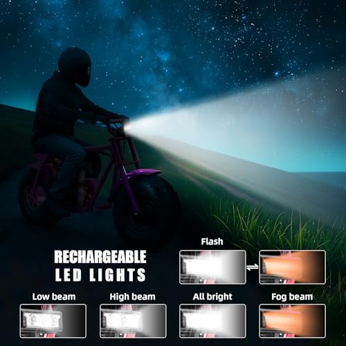 Mini Bike, Gas Dirt Bike, Minibike, Gas Powered Mini Bikes for Adults, 99cc-4 Stroke Pit Bike with Led Light, Min Dirtbike, Motorcycle Max Load 200 Lbs, Max Speed 28 Mph, Age13+
