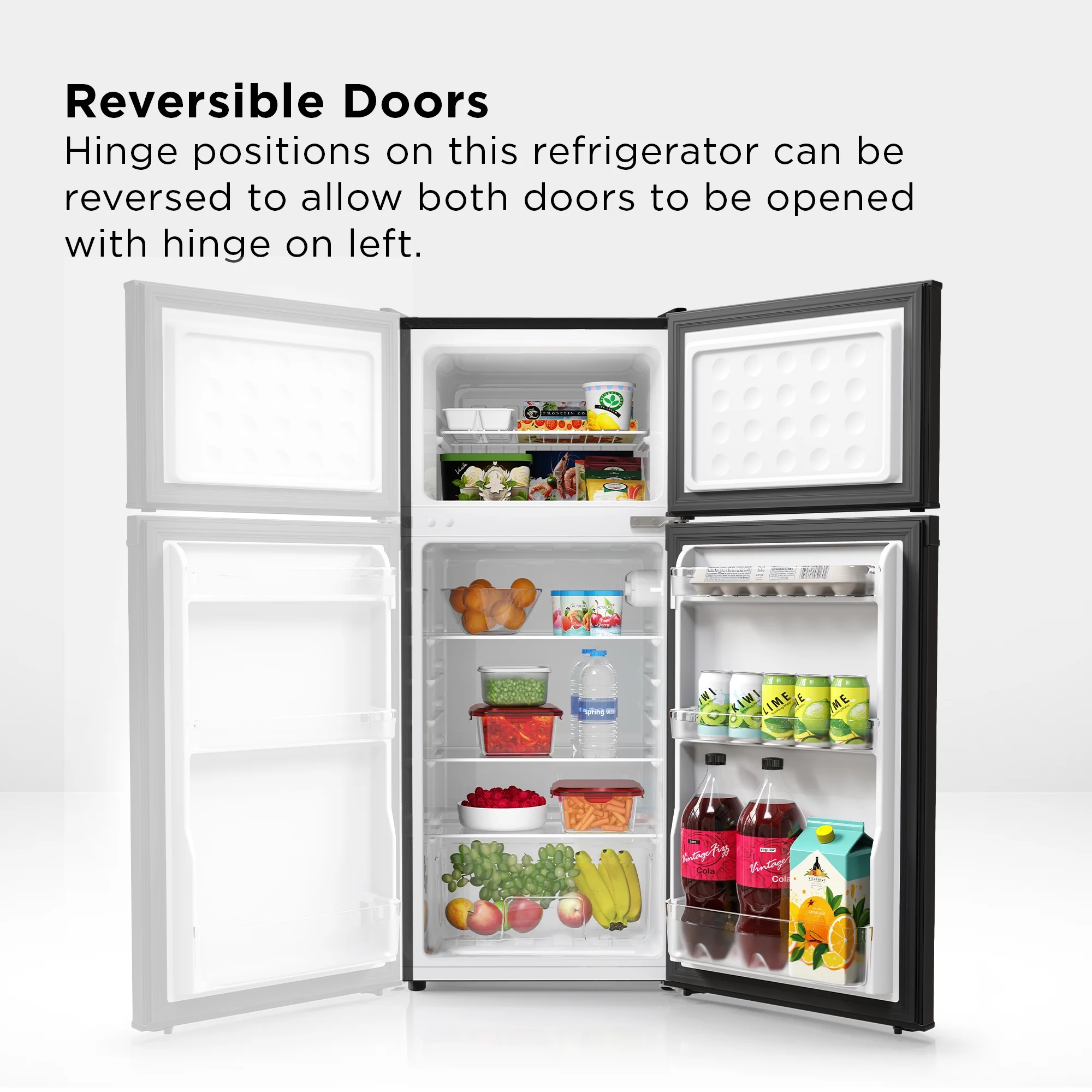 TCL 4.5 Cu. ft. Two Door Refrigerator – Black Stainless Look, MR453Z
