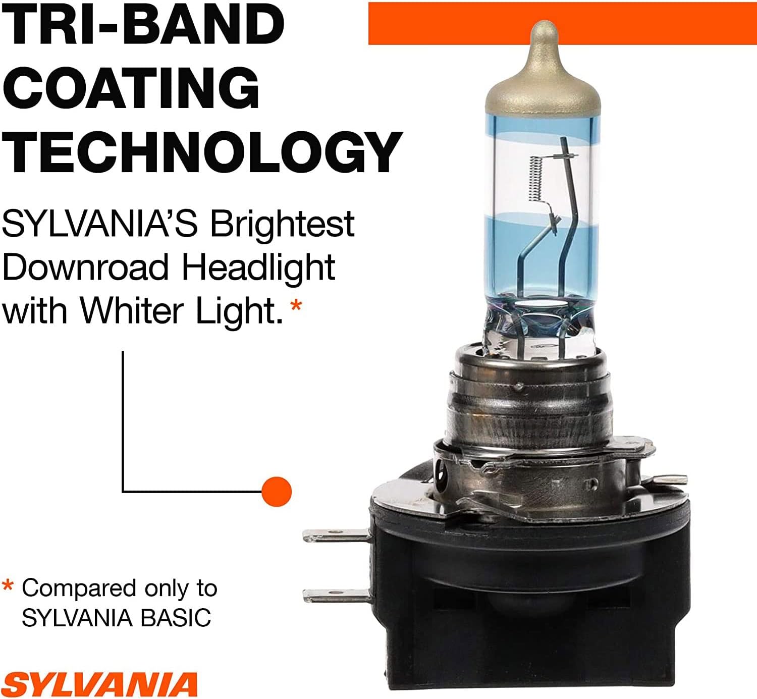 SYLVANIA - H11B SilverStar Ultra - High Performance Halogen Headlight Bulb, High Beam,Brightest Downroad with Whiter Light, Tri-Band Technology (Contains 2 Bulbs) Pack of 2